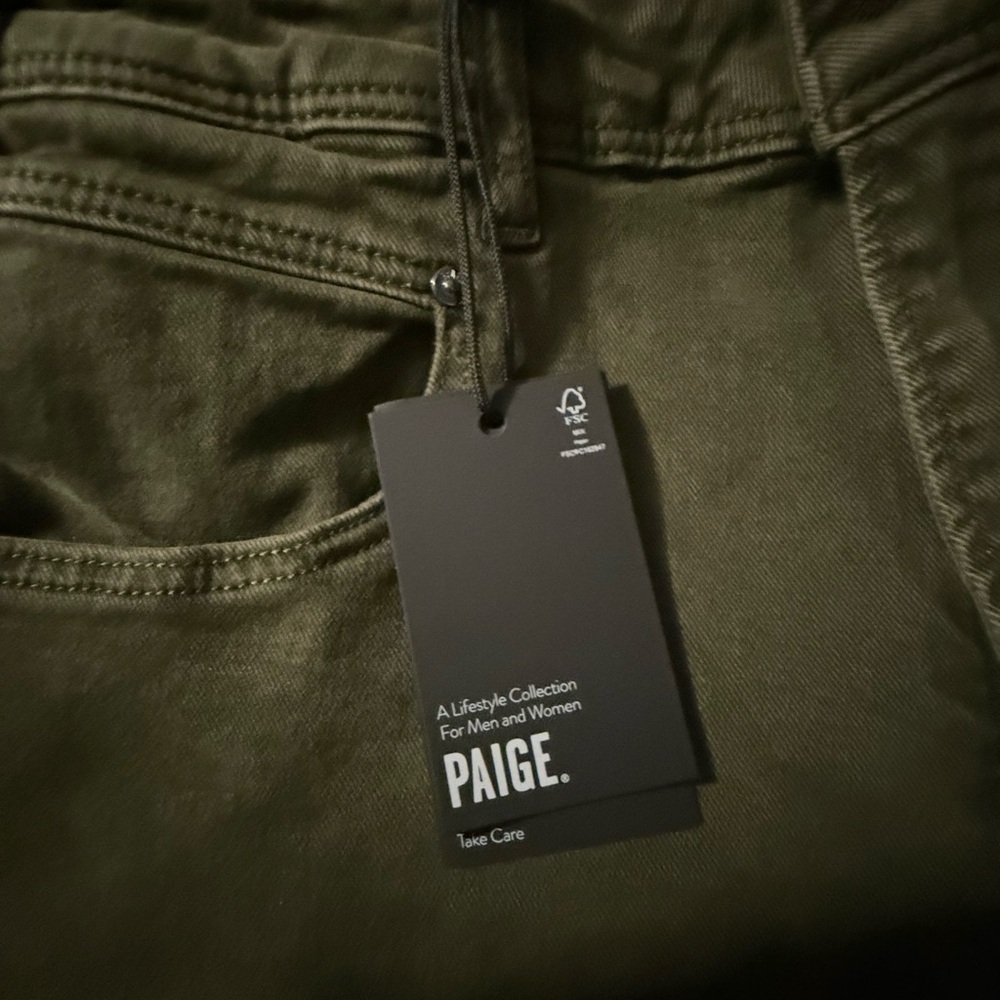 Paige Alexis work wear olive Green Jeans. NWT. SIZE 31